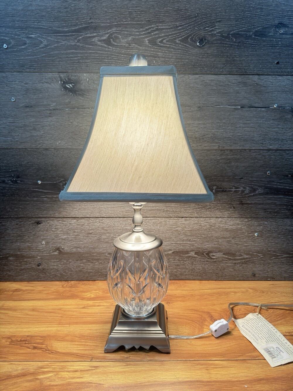 Waterford Crystal Table Lamp Shelburne Cut Glass Brushed Silver 21" with Shade⁠